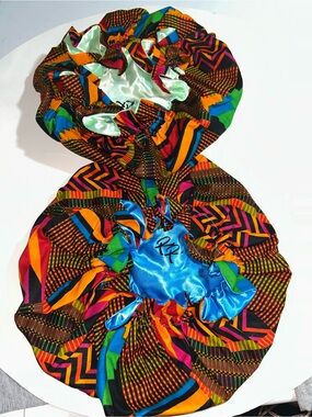Satin-Lined Multicolor Printed Hair Bonnet - Vibrant Multi